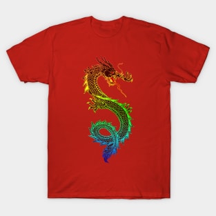 Amphiptere in Neon Fire Mythical Wyvern Dragon Creature T-Shirt